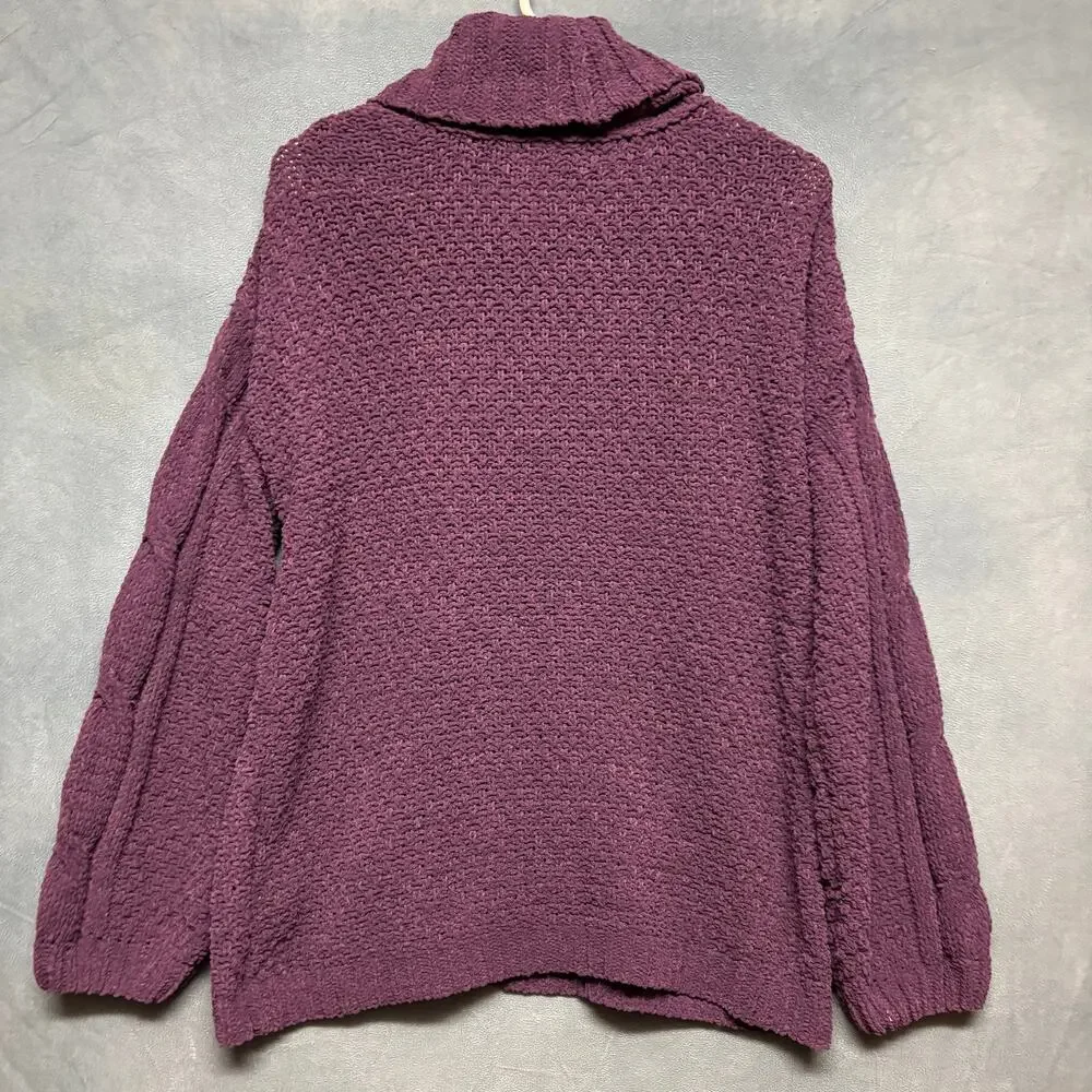 Seven7 Sweater Cowl Neck Chenille Turtleneck Knit Fisherman Cable Knit Cozy